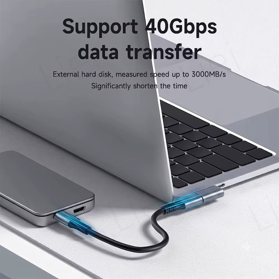 LIEI USB-C zu C Adapter mit 90-Grad-Winkel, USB4 und Thunderbolt 4/3 Unterstützung, 40Gbps und 8K 60Hz Konverter für MacBook, Handy und Tablet - Bild 2