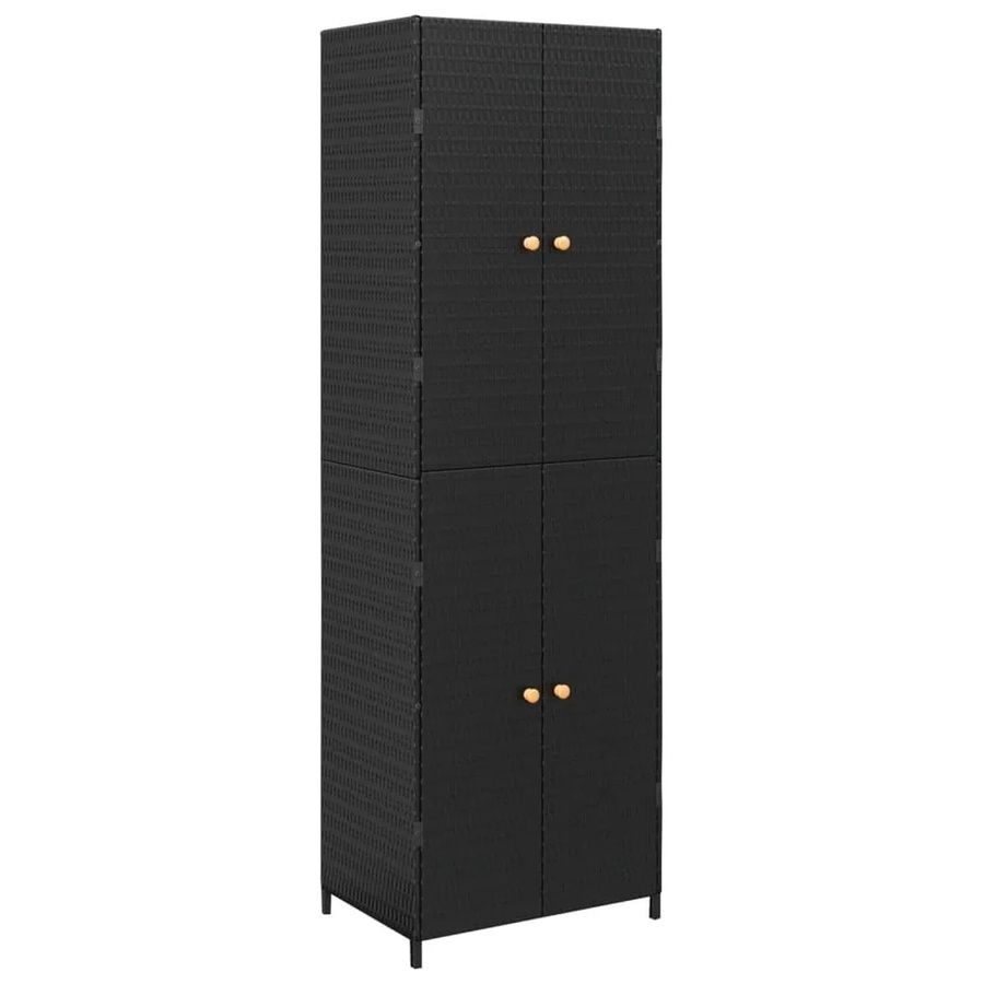 vidaXL Gartenschrank aus Poly Rattan und Akazienholz in Schwarz, B/T/H: 59 x 40 x 180 cm - Bild 2