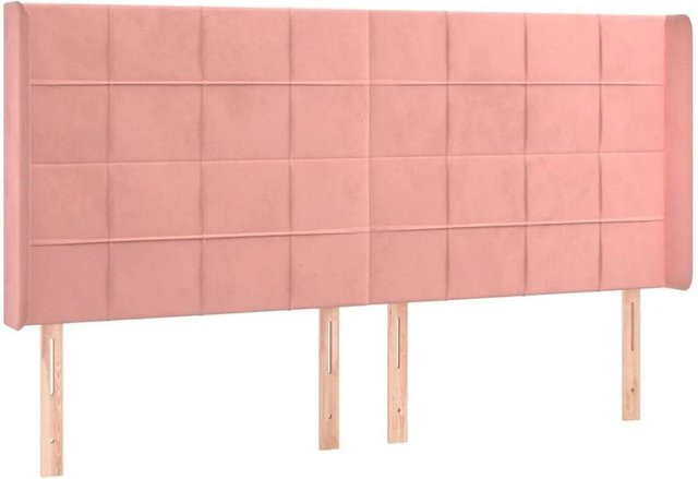 vidaXL Kopfteil mit Ohren in Rosa aus Samt, B/T/H: 163 x 16 x 118 cm - Bild 1