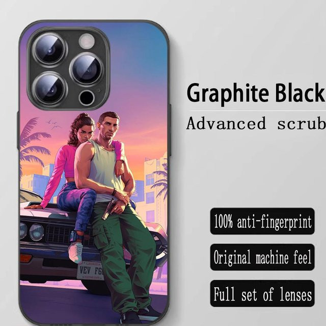 Stoßfeste Handyhülle mit GTA-6 Muster Design für iPhone 11 bis iPhone 16 Pro Max in Schwarz und Multicolour von mart123-2 - Bild 1