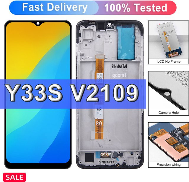 Vivo Y33S V2109 LCD Display mit Touch Screen Ersatzteil in Schwarz - Bild 1
