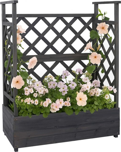 Hochbeet MCW P67 mit Rankhilfe aus Holz in Anthrazit-Grau, B/T/H: 114 x 85 x 44 cm - Bild 1
