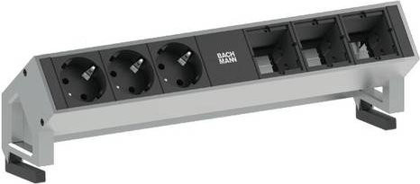 Bachmann Steckdosenleiste 902.402 ohne Schalter in Schwarz aus Aluminium mit Schutzkontakt - Bild 1