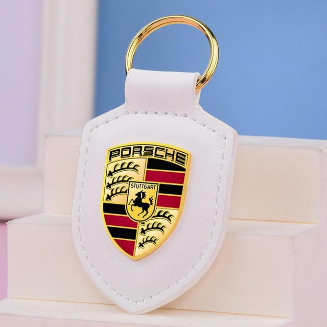 Porsche Schlüsselanhänger Leder, Grau, Unisex - Bild 1