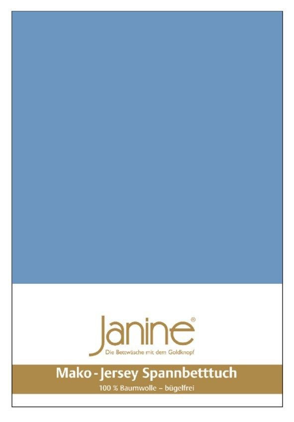 Janine Mako-Jersey Spannbetttuch aus 100% Baumwolle, Blau, B: 140-160 cm, L: 200 cm - Bild 1