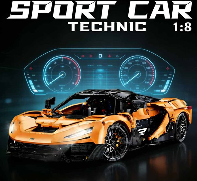 Maikailun W1 Technic Sportwagen, Baustein-Modell, 1:8, orange - Bild 1