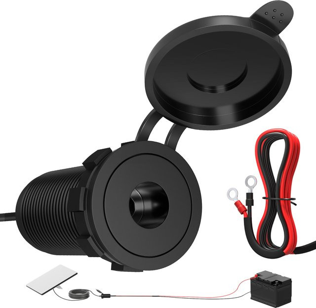 Daiertek Starlink Mini RV Kabeldurchführungs-Kit in Schwarz mit wasserdichter Aluminium-DC-5,5x2,1-Buchse und O-Ring-Adapter für die Fahrzeugmontage - Bild 1