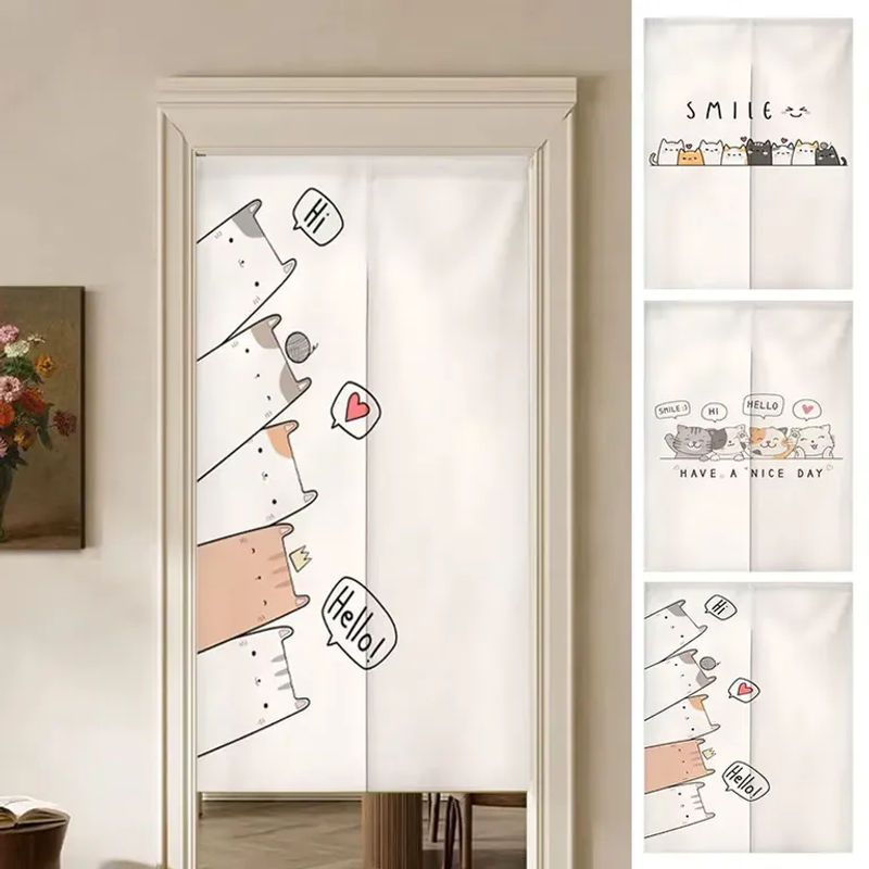 VIKAMA Japanischer Cartoon-Türvorhang mit Haustiermotiv als Trennvorhang für Küche, Esszimmer oder Schlafzimmer, Breite: 70 cm, Höhe: 120 cm - Bild 2