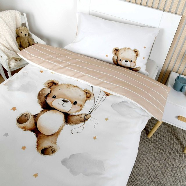 Baby Best Renforcé Wende-Bettwäsche aus Baumwolle für Babys, Weiß gestreift, B/T/H: 135 x 200 cm und 40 x 60 cm - Bild 1