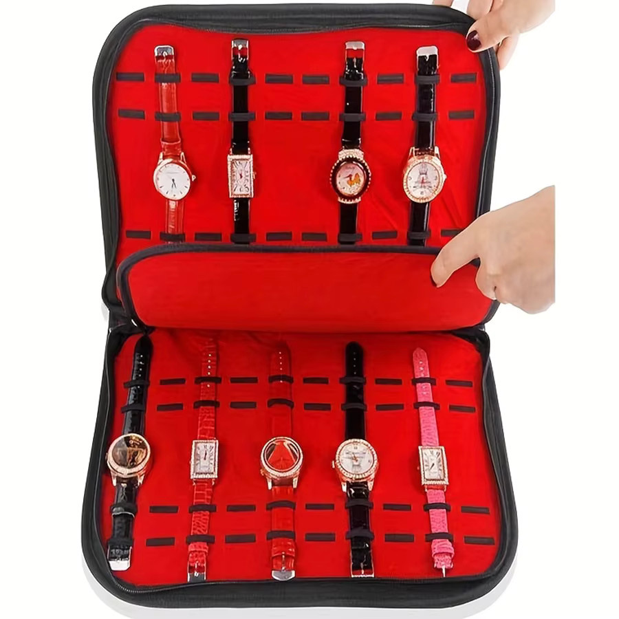 DOKW Uhren-Aufbewahrungstasche mit 20 Fächern, tragbare Luxus-Uhrenbox für deine Sammlung - Bild 2