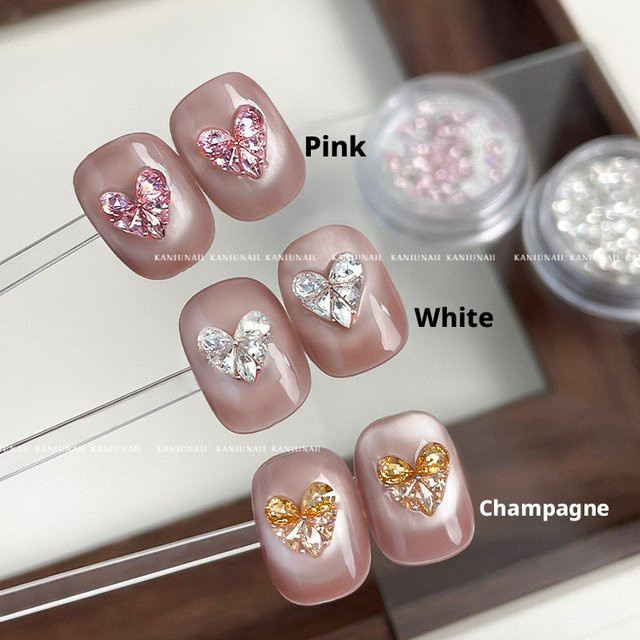 Kaniu Nagelanhänger Schmetterling Herz, Zirkon Diamant Nail Art 3D - Bild 1