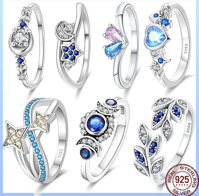Ring 925 Silber, Zirkonia, Blau, Damen - Bild 1