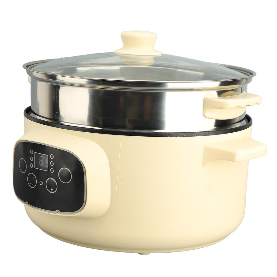 Aimo Elektrischer Topf in Khaki mit Antihaftbeschichtung, Temperaturregelung und Smart-Reservierungsfunktion, Durchmesser: 26 cm - Bild 3