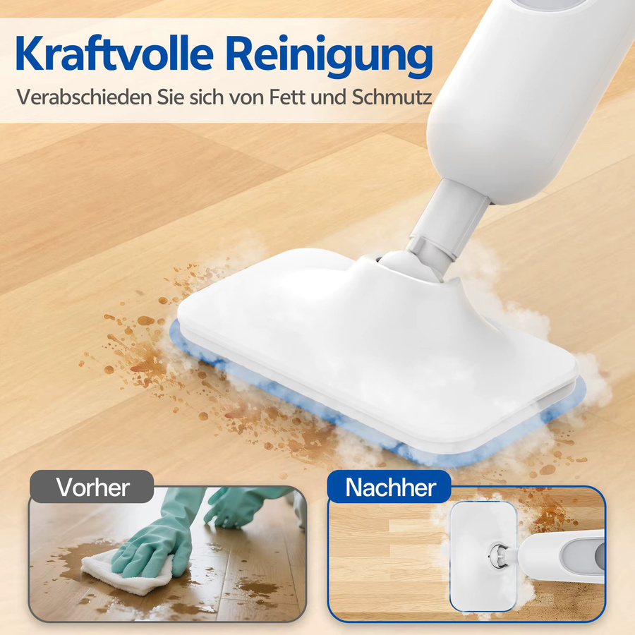 Vastorm F2 Dampfmopp 1300W 6-in-1 Mehrzweck-Dampfreiniger in Weiß für Boden, Teppich, Küche und Bad - Bild 2