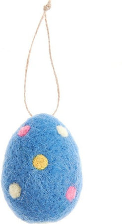Rico Design Aufhänger Ei aus Filz gepunktet in Blau für die Osterzeit
