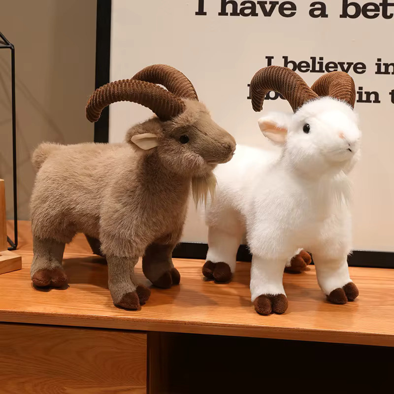 Braun-Weißes Ziegen-Plüschtier, Bergschaf-Kuscheltier, Tiere - Bild 4
