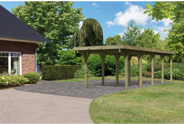 Karibu Einzelcarport Classic 3 Variante A mit PVCDach in Grün, B/T: 273 x 778 cm - Bild 1