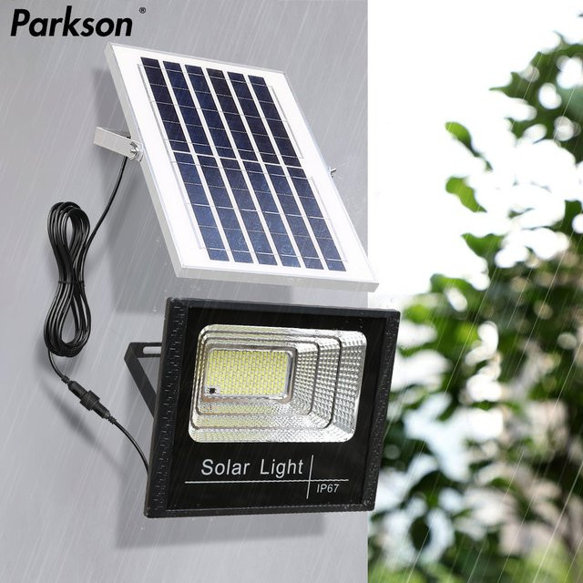 PARKSON LED Solar Flutlicht mit Fernbedienung, Solar Reflektor Strahler für Garten und Straße, Schwarz - Bild 1