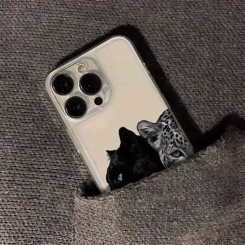 2er-Set transparente Anti-Drop Schutzhüllen mit Leopardenmuster in Schwarz und Grau für iPhone 17, 16 und 15 Serien (Plus, Pro, Max) - Bild 4