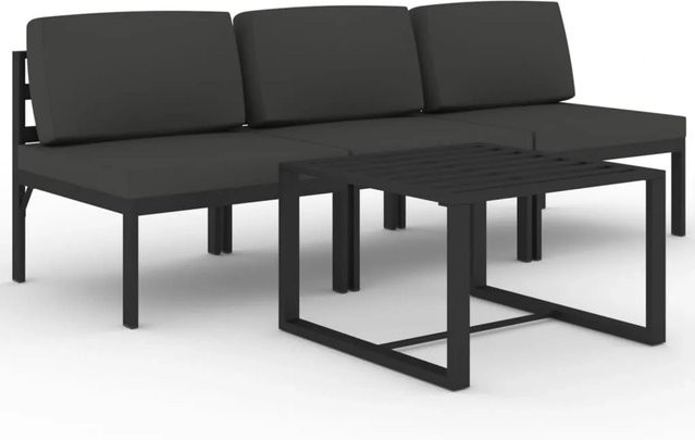 vidaXL 4-tlg Garten-Lounge-Set aus Aluminium mit Kissen in Anthrazit - Bild 1