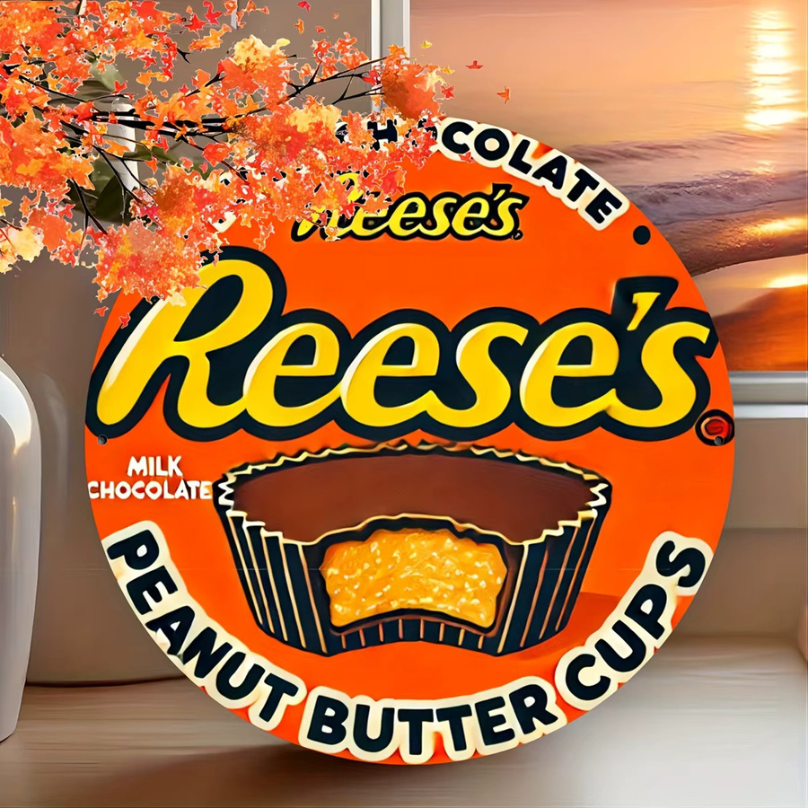 Potdemiel Reese's Peanut Butter Cups Vintage Aluminiumschild in Orange, Wandkunst Dekor im Retro-Stil, B/H: 19,81 x 19,81 cm - Bild 5