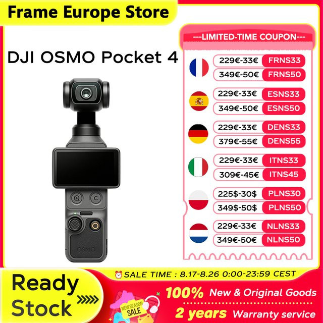 DJI Osmo Pocket 4 Action-Kamera mit 1 Zoll CMOS Sensor, 4K/240fps, 3-Achsen-Stabilisierung und 2 Zoll drehbarem Bildschirm in Schwarz - Bild 1