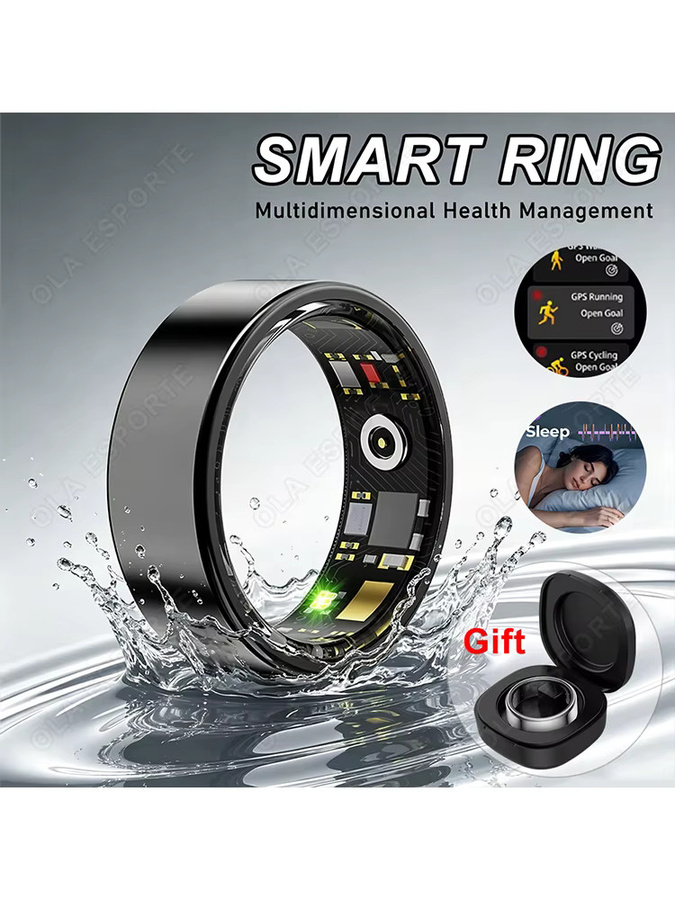 Ola Esporte Smart Ring Silber mit Bluetooth zur Überwachung von Blutdruck, Herzfrequenz und Blutsauerstoff, 5ATM Wasserdicht, Unisex - Bild 6