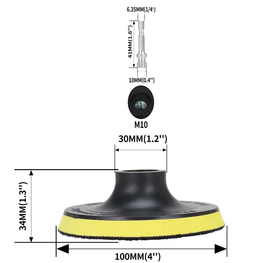 VIBRATITE Schleifscheiben-Set mit Klettverschluss für Winkelschleifer, 100 mm Schleifpapier in den Körnungen 60–240 inklusive Stützteller und M10-Adapter zum Polieren und Reinigen - Bild 3
