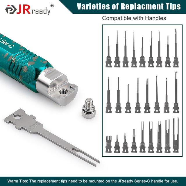 JRready Ersatz-Spitzen-Set für Extraktionswerkzeug und Anschluss-Entriegelungswerkzeug in Silber für Deutsch, AMP/TE, Molex, Delphi, JST und Festanschlüsse - Bild 1