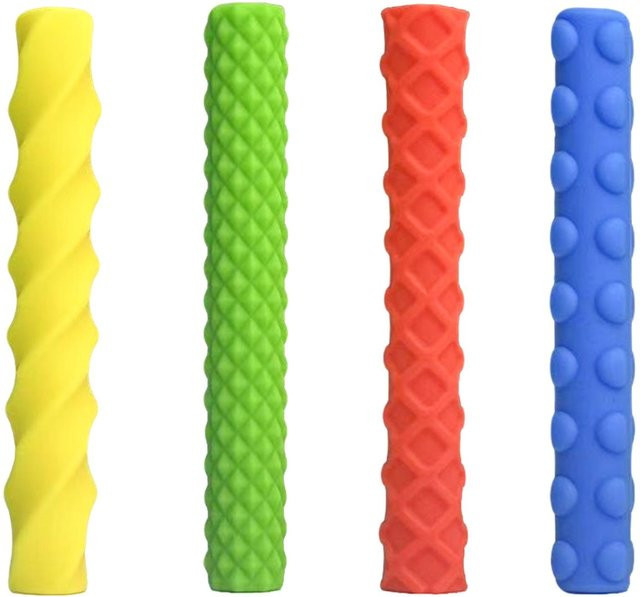 4er-Set Silikon-Stiftgriffe von Binchi Outdoor Product in Multicolour, sensorische Fidget-Rollen für Kinder und Erwachsene zur Unterstützung bei ADHS und Autismus sowie zum Stressabbau und Fingerfertigkeitstraining - Bild 1
