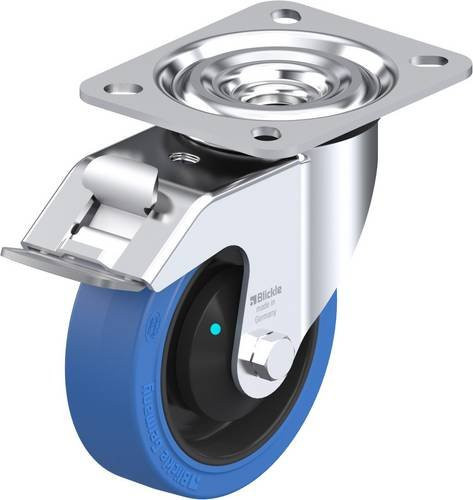 Blickle Lenkrolle L-POEV 100KAD-FI-SB mit Feststeller in Blau und Schwarz, Rad-Durchmesser: 100 mm, Tragfähigkeit: 200 kg - Bild 1