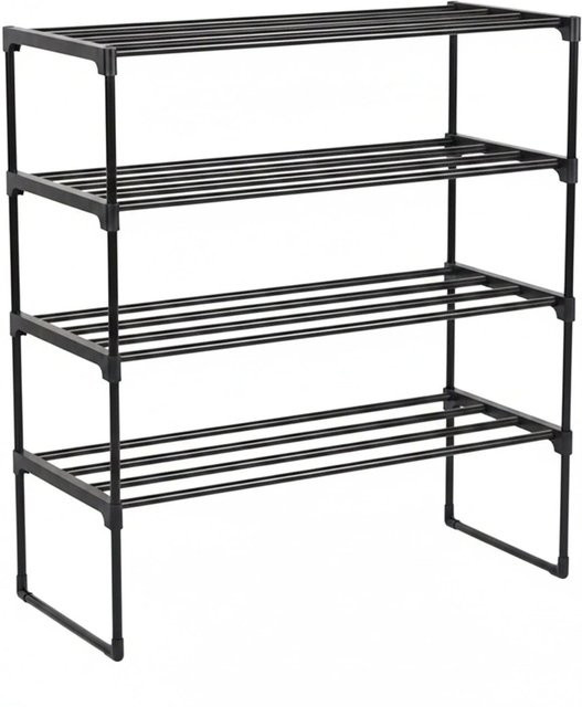 Relaxdays Schuhregal aus Metall in Schwarz mit 4 Ebenen und Stecksystem, B/H/T: 68 x 72 x 30 cm - Bild 1