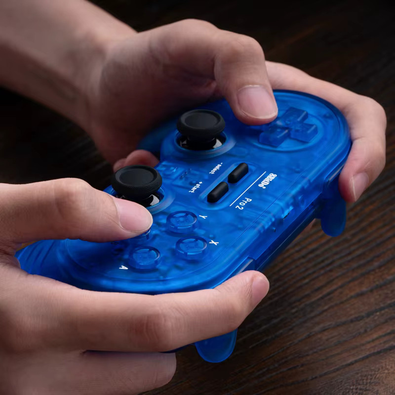 8BitDo Pro 2 Bluetooth-Controller mit Hall-Effekt-Joystick für Nintendo Switch, PC, MacOS, Android und Steam Deck in Grau und Blau - Bild 3