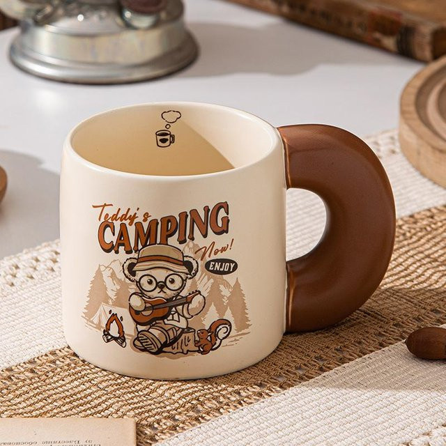 Keramiktasse Camping Teddy Kollektion von Yiran toy 1, Farbe: Weiß, Volumen: 620 ml - Bild 1
