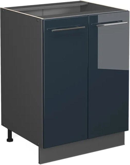 Vicco Küchenunterschrank Fame-Line Hochglanz Anthrazit und Dunkelblau ohne Arbeitsplatte Breite: 60 cm - Bild 2