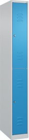 C+P Doppelstock-Spind Classic PLUS mit 1 Abteil, Stahl, grau/blau, H x B x T: 185 x 25 x 50 cm, mit Zylinderschloss und Garderobenstange - Bild 1