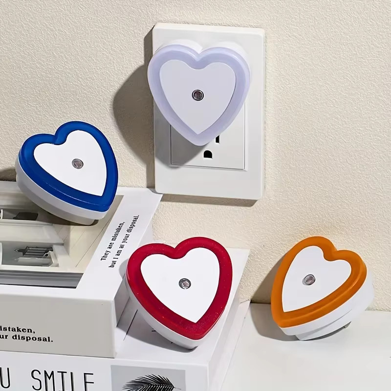 Feimefeiyou LED Mini Nachtlicht in Herzform mit Lichtsensor für Kinderzimmer und Schlafzimmer - Bild 3