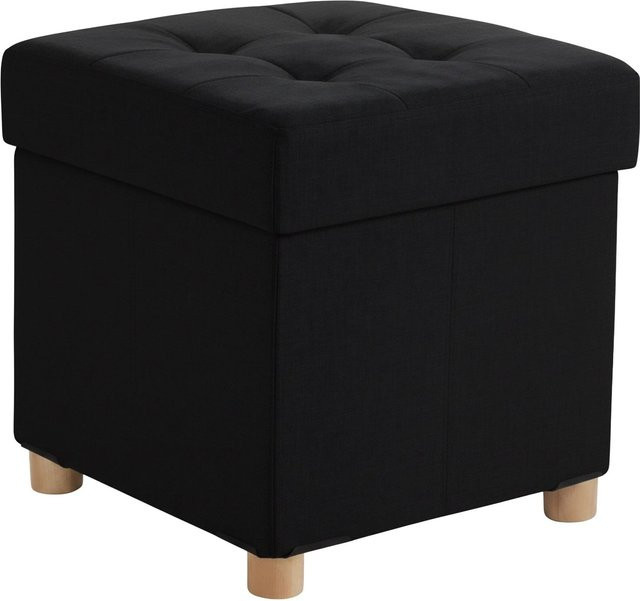 Relaxdays Hocker mit Stauraum aus Polyester in Schwarz, B/T/H: 38 x 38 x 38 cm - Bild 1
