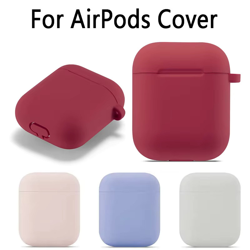 Silikon-Schutzhülle für Apple AirPods 2 und 1 mit Schlüsselanhänger in Rot und Schwarz - Bild 2