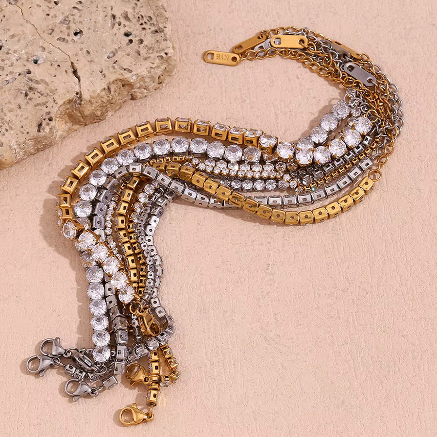 E.B.belle Tennis Armband Edelstahl, Gold, Zirkonia, Damen - Bild 2