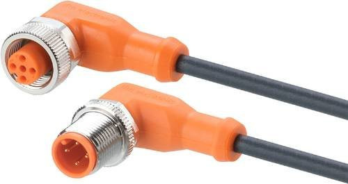 ifm electronic EVC031 Verbindungsleitung mit gewinkeltem Stecker und gewinkeltem Buchsenanschluss, Polzahl 4 oder 5, Farbe: Orange, Länge: 0,6 m - Bild 1