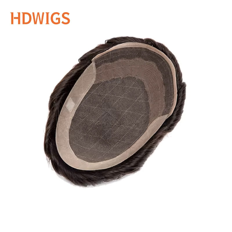 HDWIGS Herren-Haarprothese, Indisches Echthaar, Schweizer Spitze, PU - Bild 5