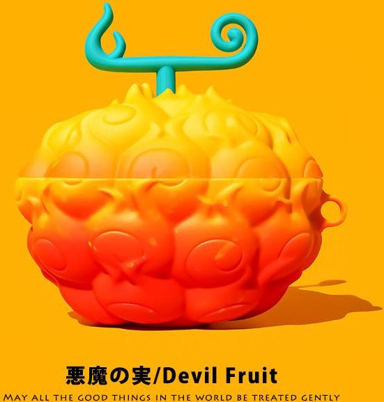 Schutzhülle mit Teufelsfrucht-Cartoon für Apple AirPods 4, AirPods Pro 2 und AirPods 3 in Orange - Bild 1