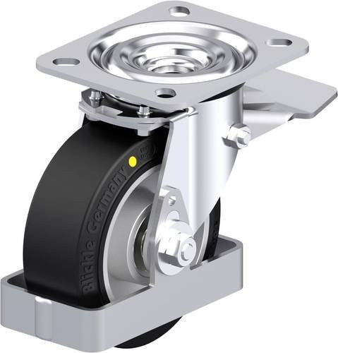 Blickle L-ALEV 100K-ST-EL-FS Stahlblech-Lenkrolle in Silber und Schwarz mit 100 mm Rad-Durchmesser und 200 kg Tragfähigkeit - Bild 1