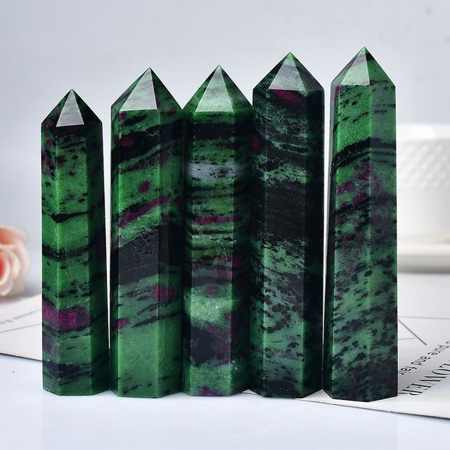 RYCRYSTAL Epidot Kristall Obelisk in Grün, natürlicher Heilstein als Deko-Ornament für deine Wohnkultur, Höhe: 11 bis 13 cm - Bild 1