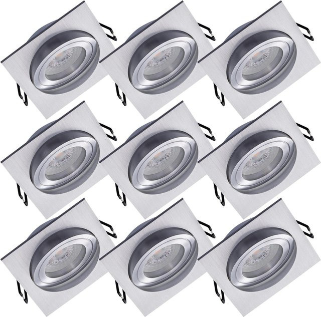 Oktaplex 9er Set Lyon LED Einbauspots aus Aluminium in Silber, schwenkbar und dimmbar, Warmweiß 2700K - Bild 1