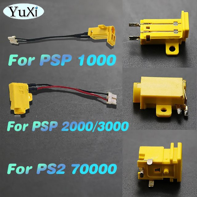 YuXi DC Ladeport Ersatzstecker für PSP 1000 2000 3000 und PS2 70000 Konsole, gelb - Bild 1