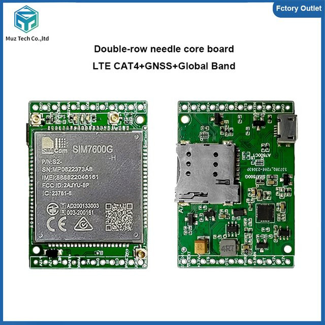SIM7600G-H Doppelreihiges Steckmodul 4G LTE CAT4 mit Sprachunterstützung und GNSS Globales Band Entwicklungs-Breakout-Kit mit Antenne in Grün - Bild 1