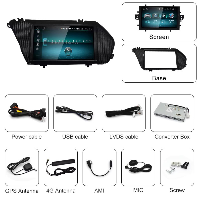STWEI Android 14 Auto Multimedia-Player für Mercedes Benz GLK X204 mit 7 Zoll Display, GPS, CarPlay und Bluetooth in Schwarz - Bild 4