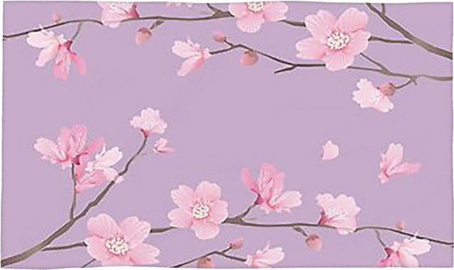 Saugfähiges Baumwollhandtuch mit Kirschblüten-Design in Pastelllila und Weiß, B: 30 cm, H: 60 cm - Bild 1